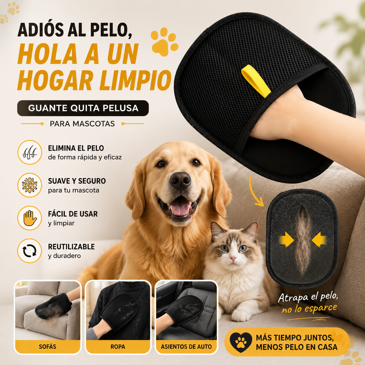PACK x3 Guante Quita Pelo (Viral)